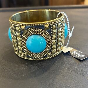a.n.a Brass and Turquoise Bracelet